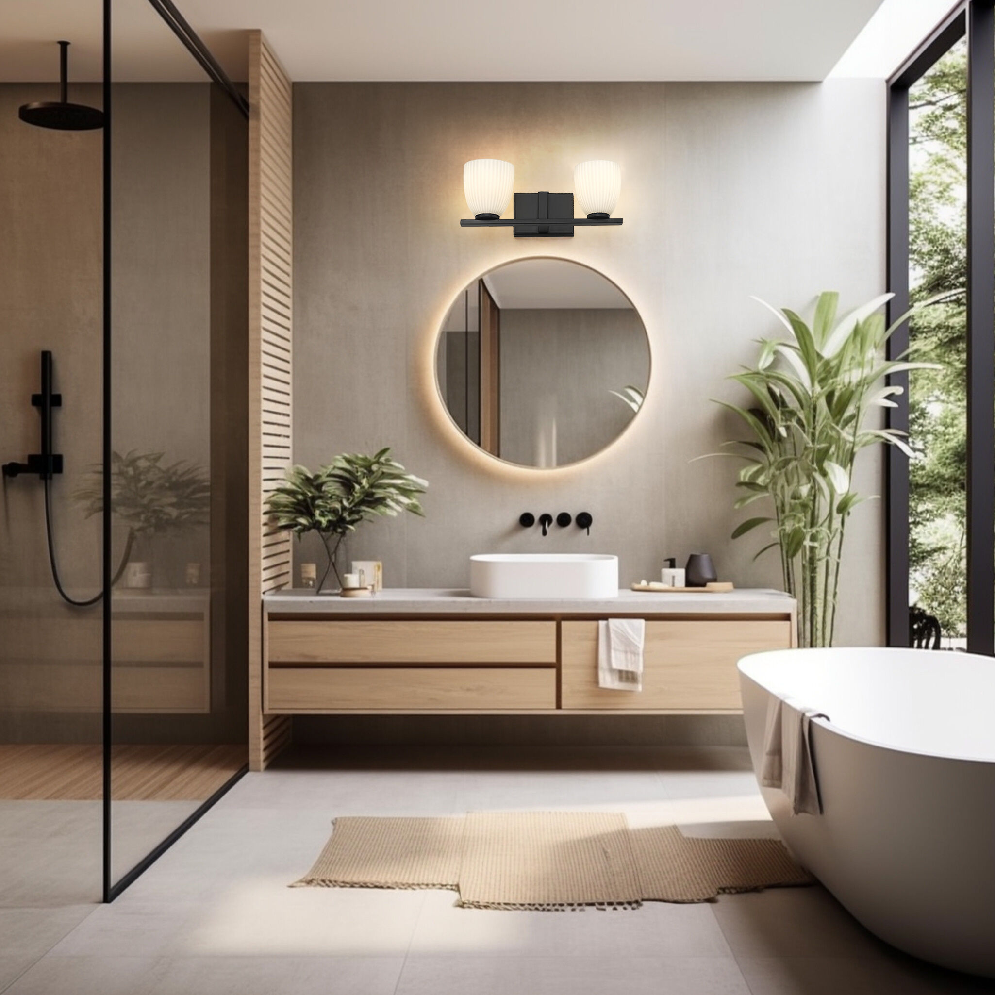 Naya 2 Light 16 inch Matte Black Bath Vanity Light Wall Light