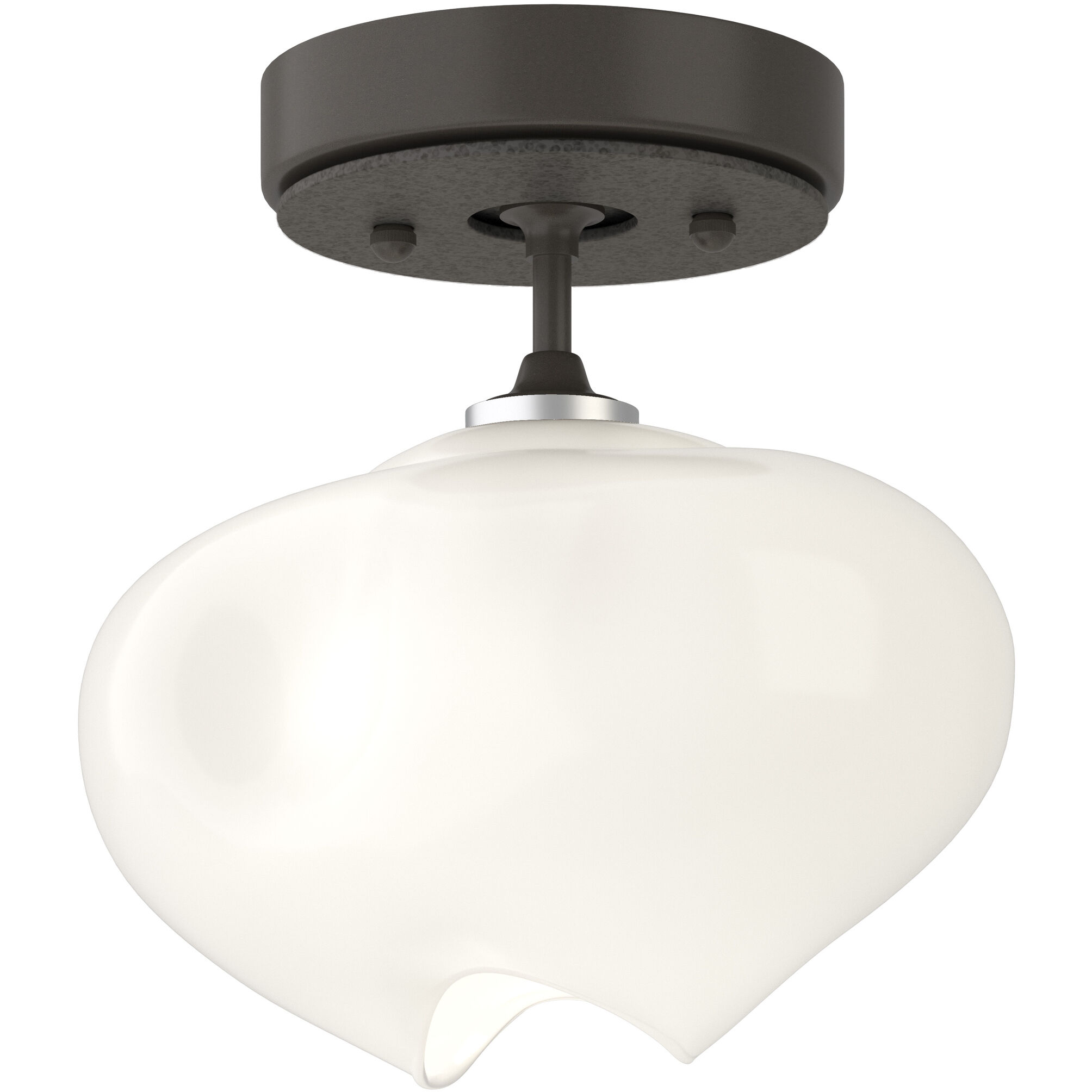 Ume 1 Light 6.3 inch Dark Smoke and Natural Iron Semi-Flush Ceiling Light in Dark Smoke/Natural Iron, Frosted