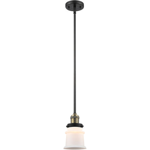 Franklin Restoration Small Canton 1 Light 7 inch Black Antique Brass Mini Pendant Ceiling Light in Matte White Glass, Franklin Restoration