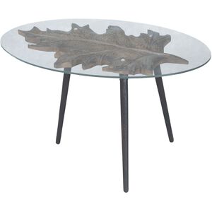 Carved Leaf 28 X 18 inch Black Accent Table