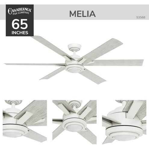 Melia 65 inch Fresh White with White Washed Oak Blades Outdoor Ceiling Fan