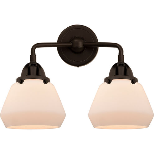 Nouveau 2 Fulton 2 Light 15 inch Oil Rubbed Bronze Bath Vanity Light Wall Light in Matte White Glass