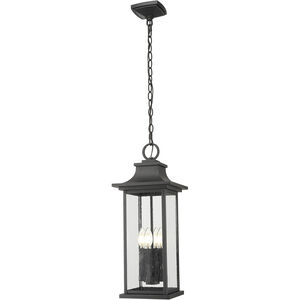 Tiberius 4 Light 9 inch Black Outdoor Chain Mount Ceiling Fixture in Clear Seedy Glass