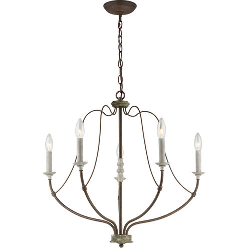 Nadia 5 Light 26 inch Distressed White Wood Chandelier Ceiling Light