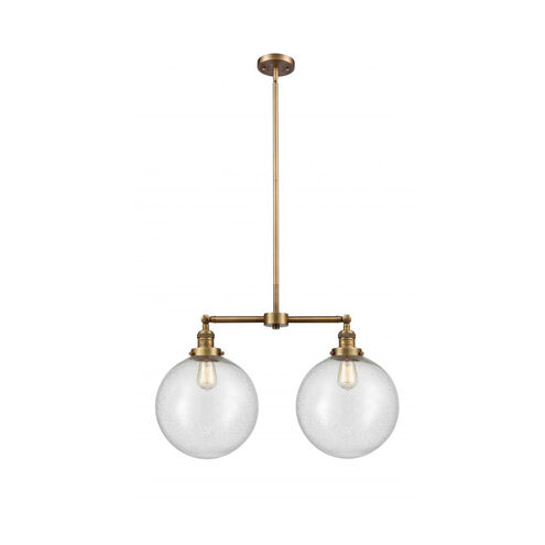 Franklin Restoration XX-Large Beacon LED 27 inch Brushed Brass Chandelier Ceiling Light in Seedy Glass, Franklin Restoration