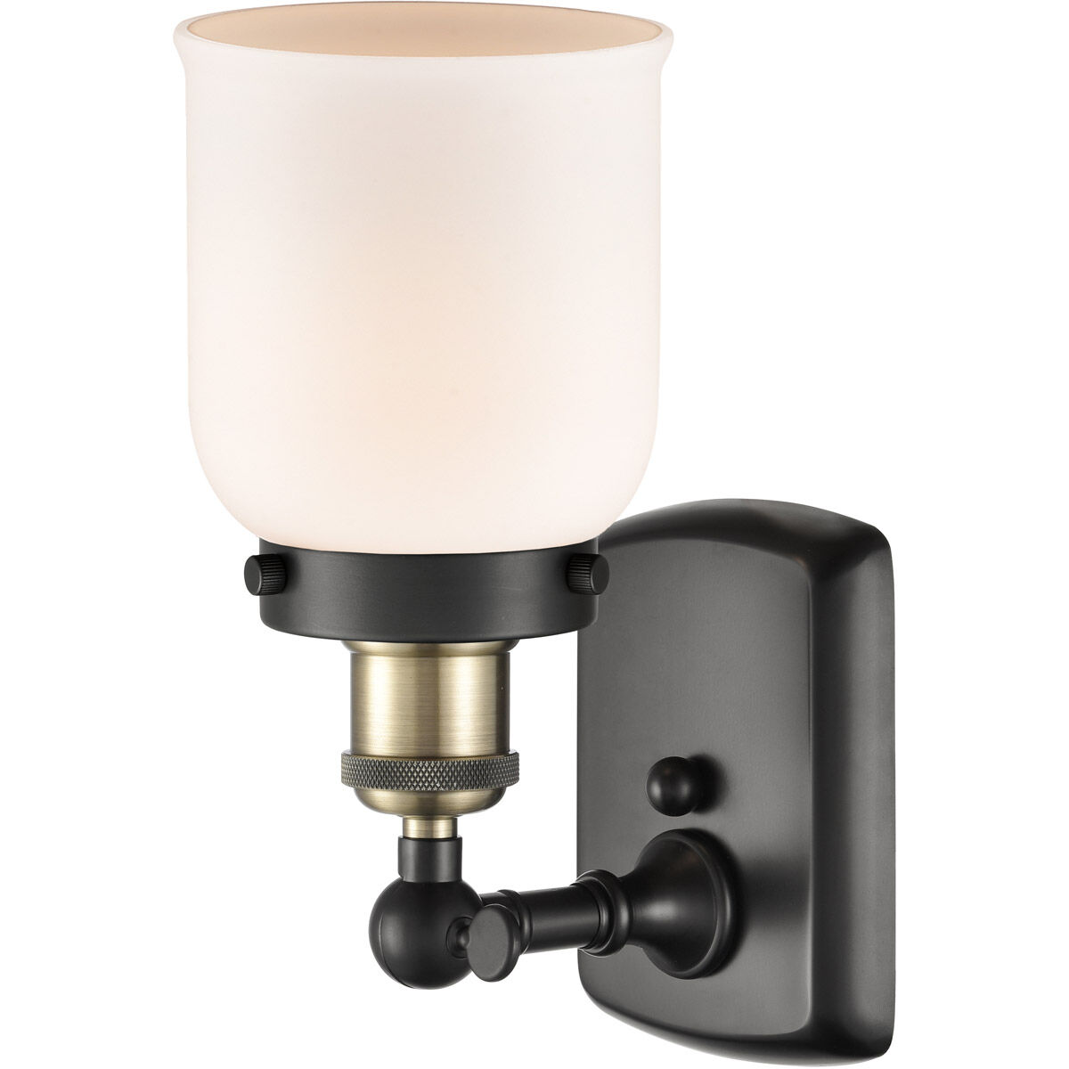 Ballston Small Bell LED 5 inch Black Antique Brass Sconce Wall Light in Matte White Glass