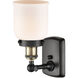 Ballston Small Bell LED 5 inch Black Antique Brass Sconce Wall Light in Matte White Glass