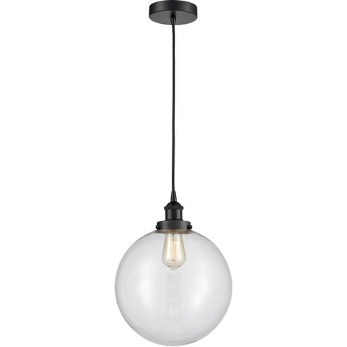 Edison Beacon 1 Light 12 inch Matte Black Mini Pendant Ceiling Light