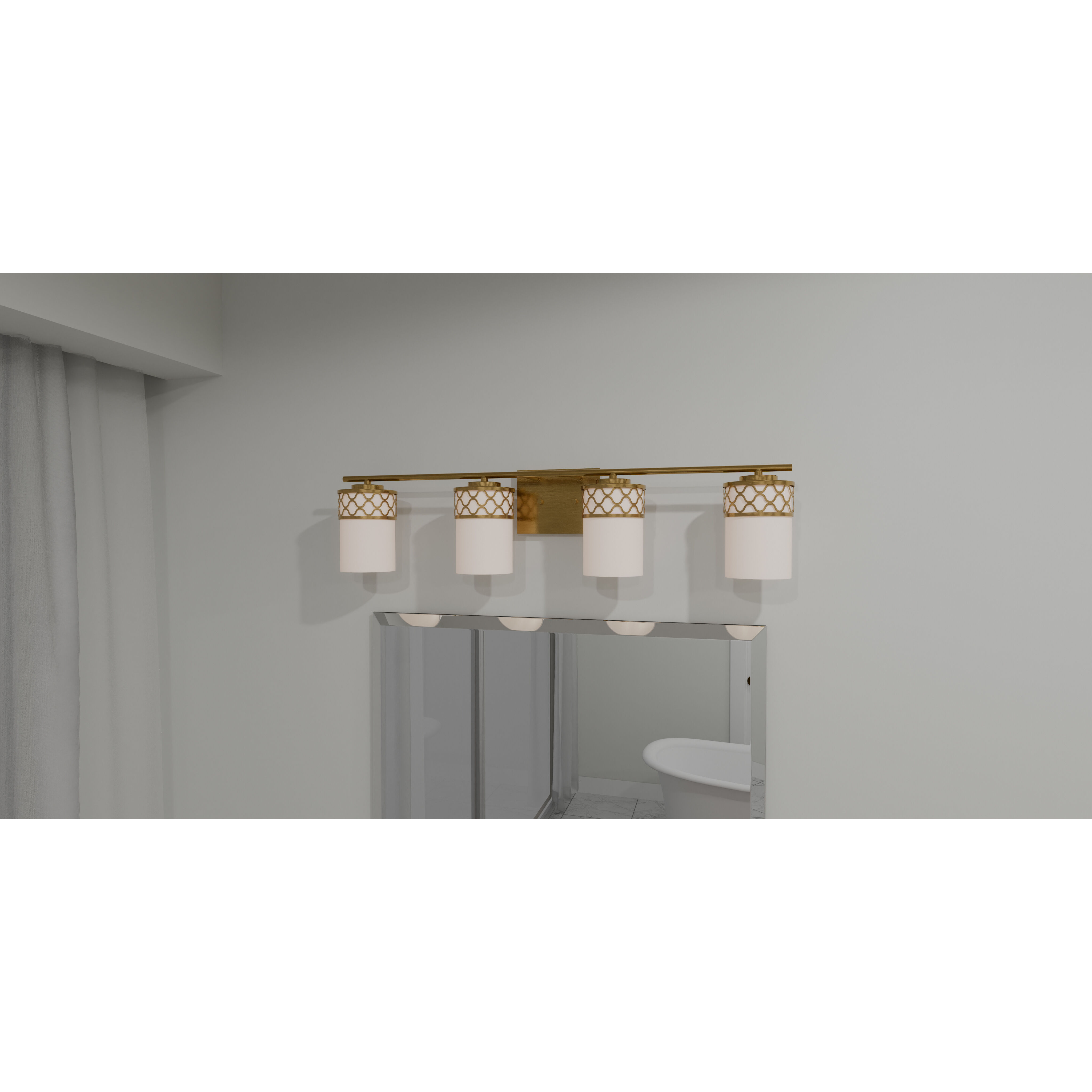 Tenley 4 Light 32 inch Aged Brass Bath Light Wall Light, Extra Large