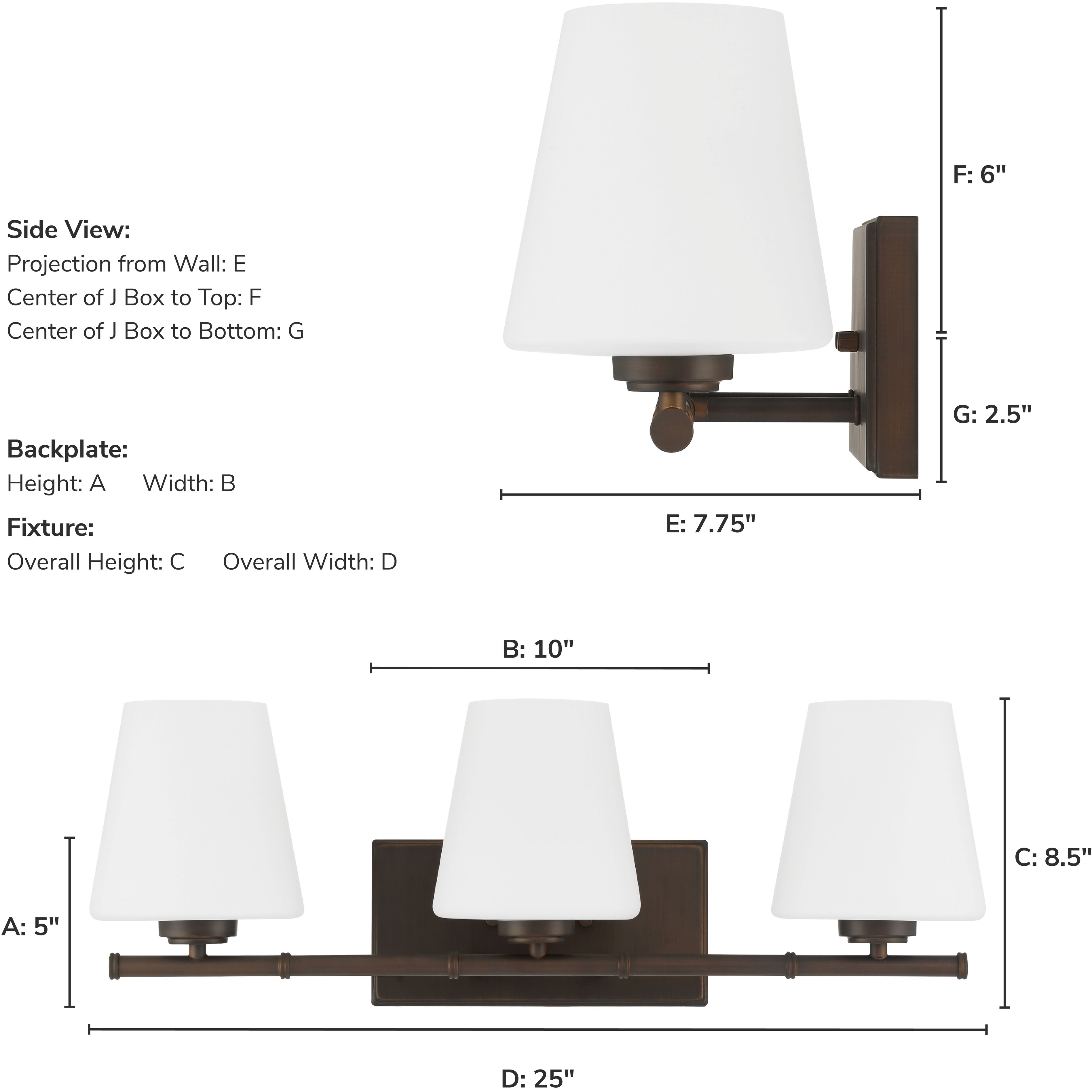 Fauna Grove 3 Light Matte Bronze Vanity Light Wall Light, Medium