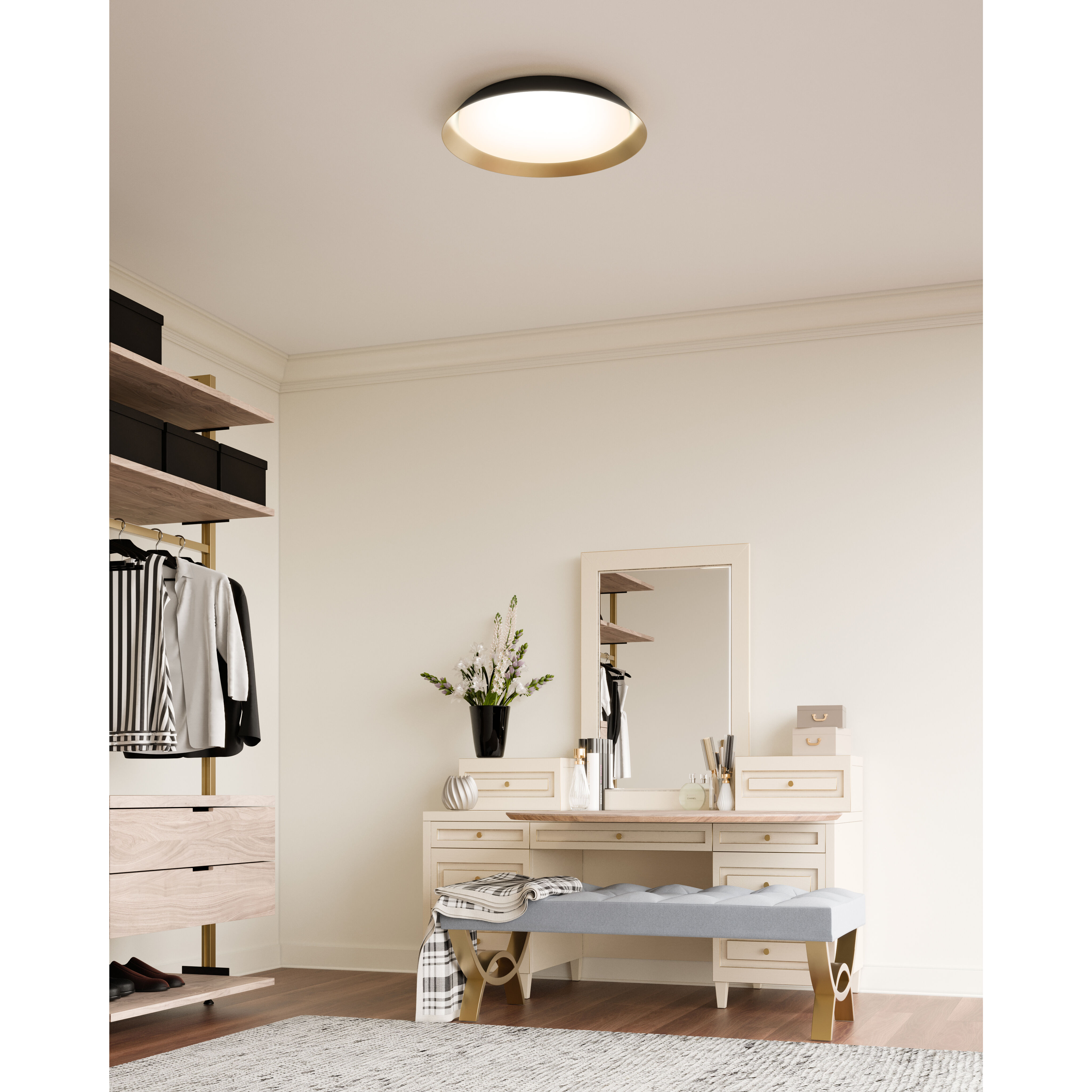 Jasper LED 19.13 inch Black/Gold Flush Mount Ceiling Light in Black and Gold