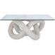 Knotty 36 X 36 inch White with Clear Coffee Table