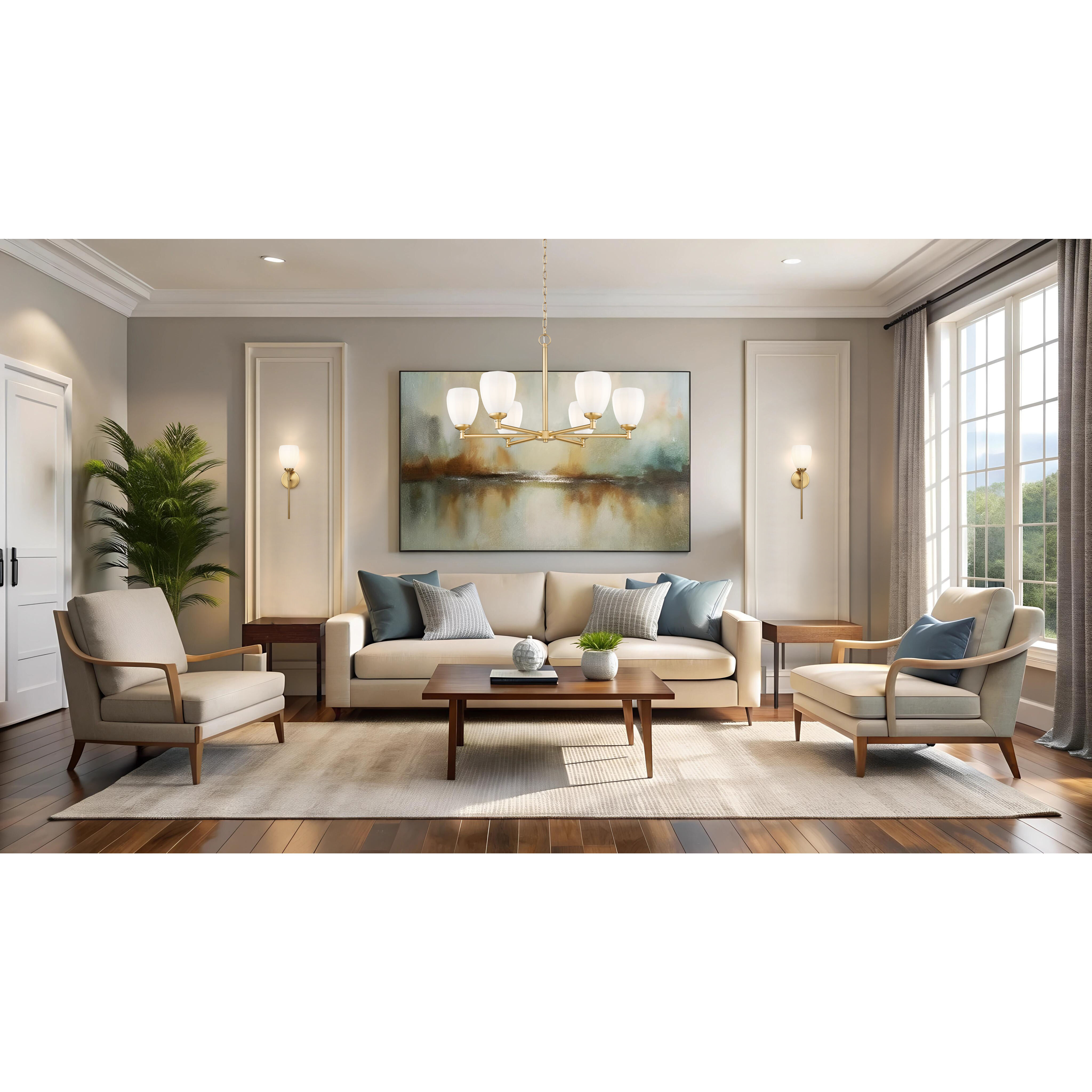 Oren 6 Light 32 inch Modern Gold Chandelier Ceiling Light