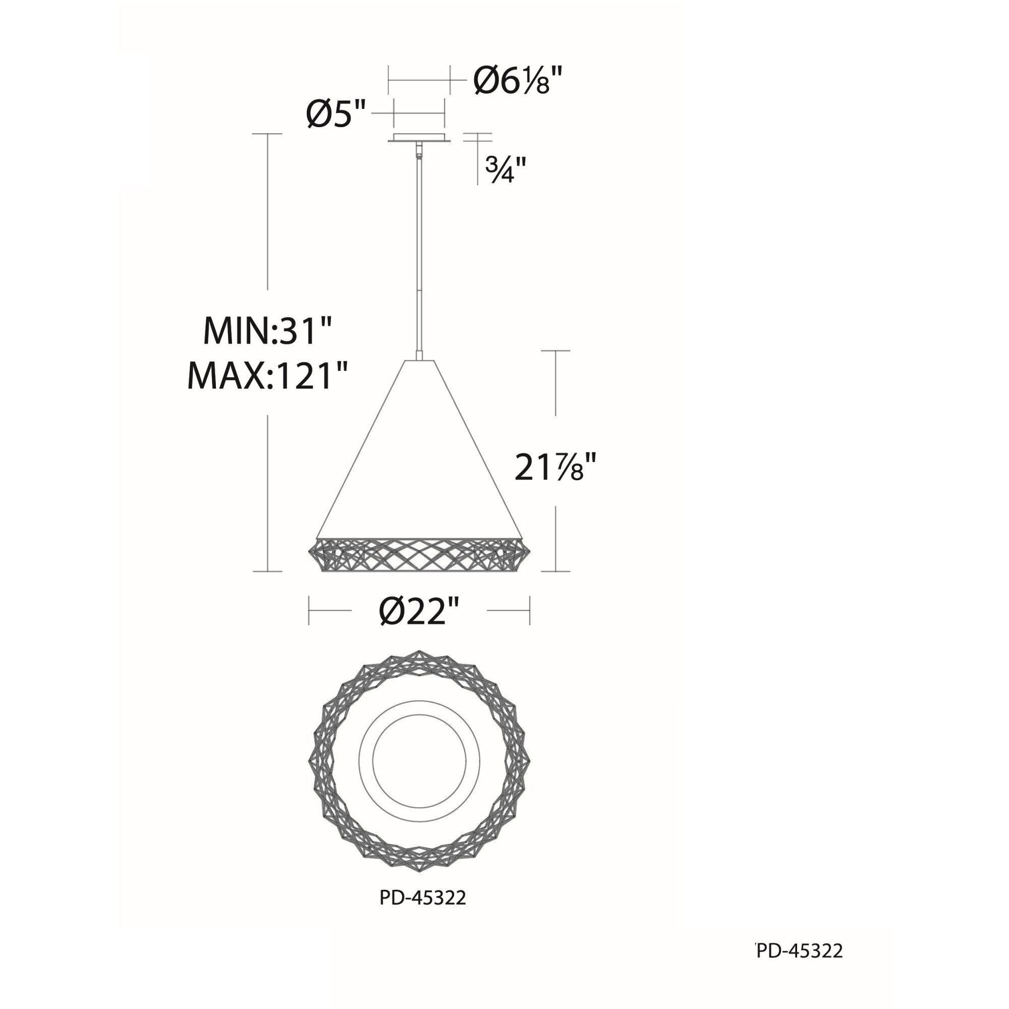 Lacey LED 22 inch Black Gold Pendant Ceiling Light, dweLED
