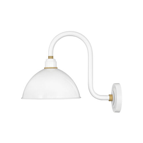 Foundry Dome 1 Light 17 inch Gloss White Outdoor Wall Mount Barn Light, Gooseneck