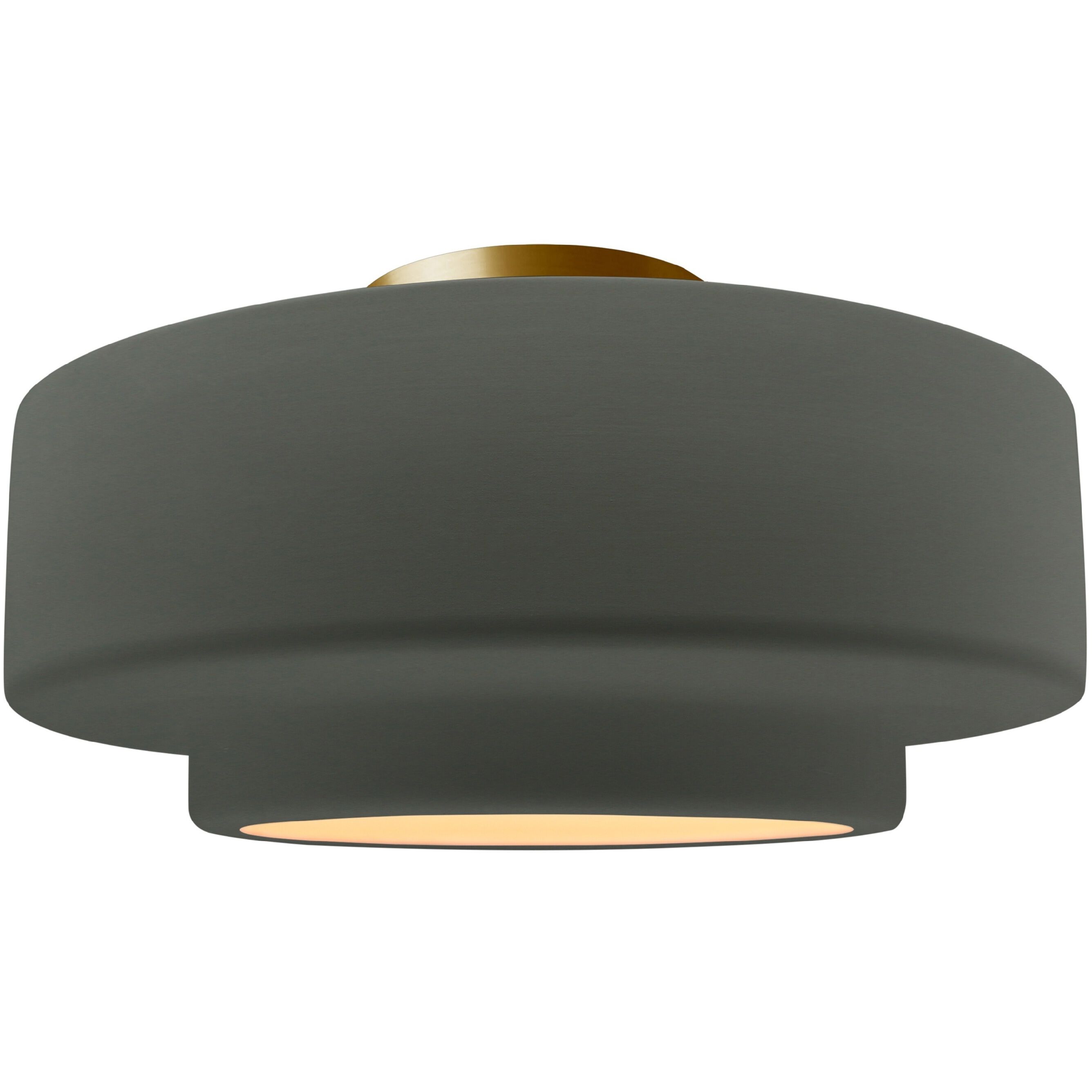 Radiance Collection - Tier LED 16.5 inch Pewter Green and Brushed Brass Semi-Flush Ceiling Light in Dedicated LED, 16.5W x 8H, Form+Finish+Function