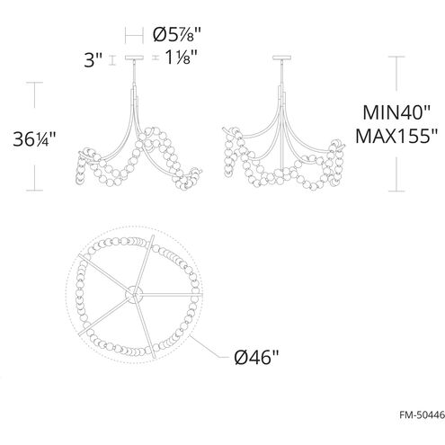 Parel 1 Light 46 inch Aged Brass Pendant Ceiling Light