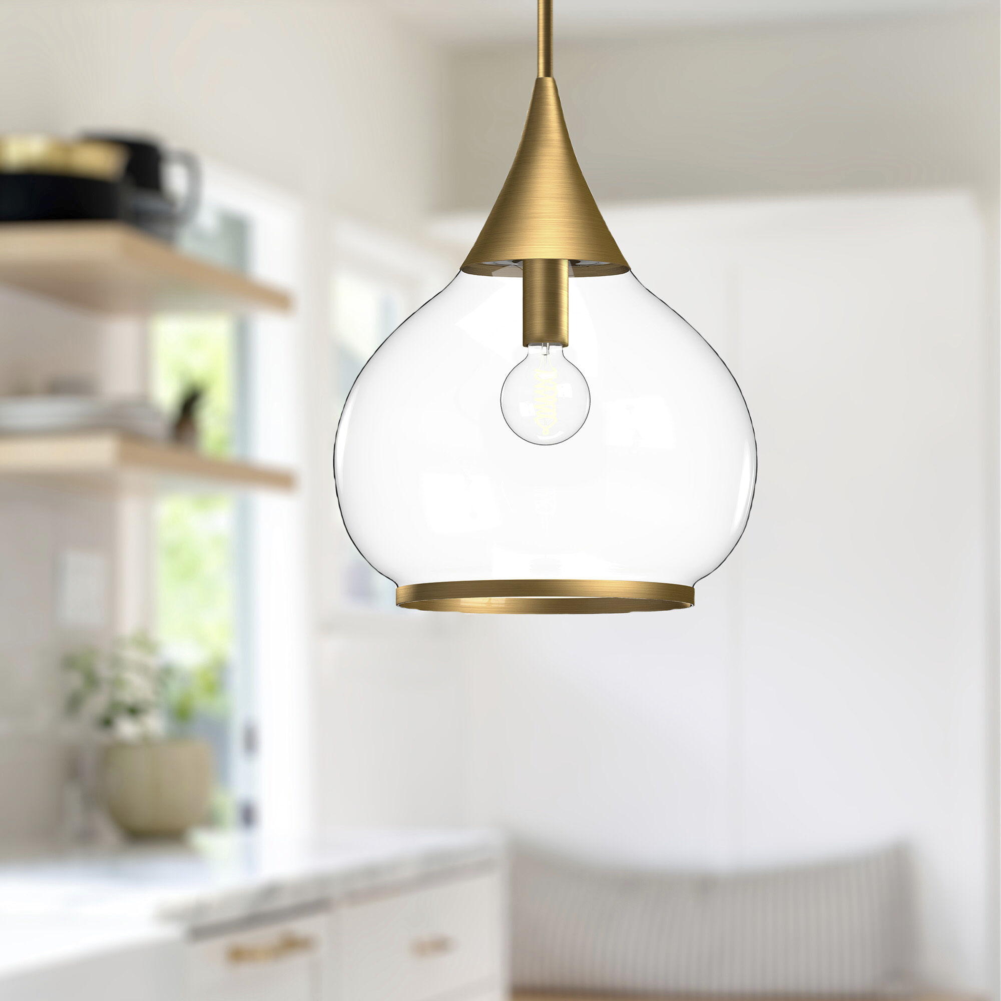 Alora Mood Hazel 1 Light 14.13 inch Aged Gold/Clear Glass Pendant Ceiling Light