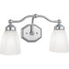 Trevi 2 Light 17 inch Brushed Nickel with White Vanity Light Wall Light in Chrome, Hexagonal Opal