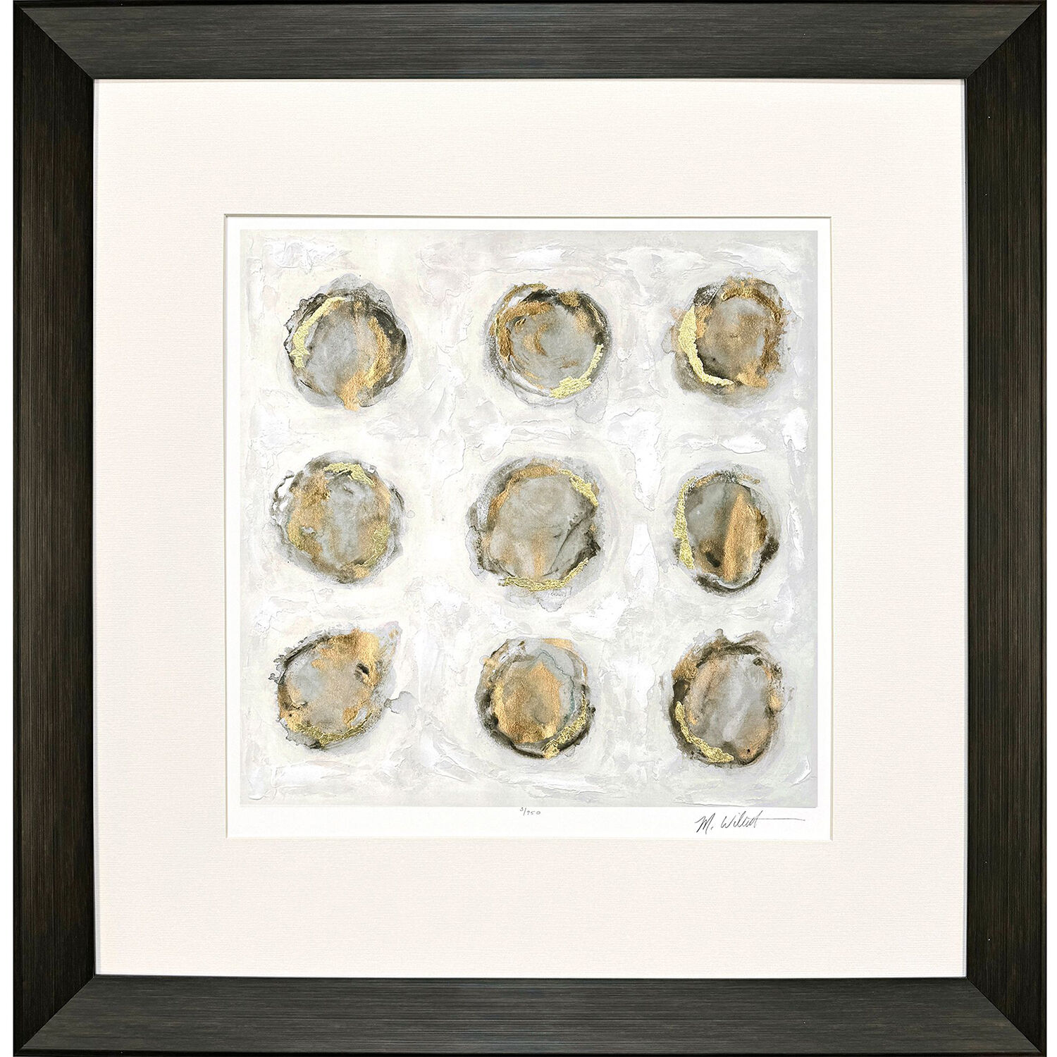 Ennead Gray and Blue and Brown and Metallic Framed Art