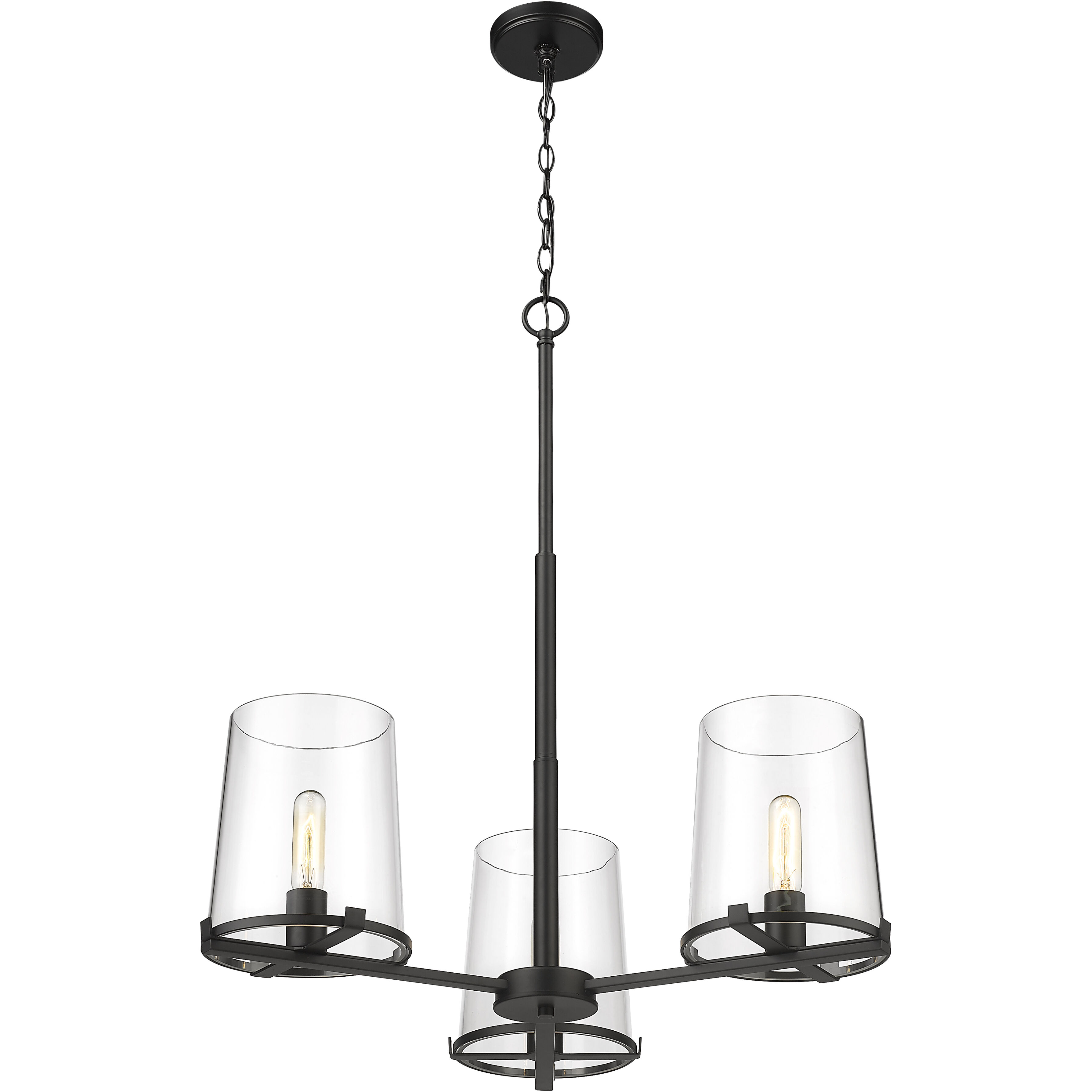 Callista 3 Light 28 inch Matte Black Chandelier Ceiling Light