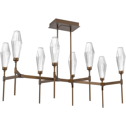 Aalto LED Flat Bronze Linear Pendant Ceiling Light in 3000K LED, Optic Rib Clear, Belvedere