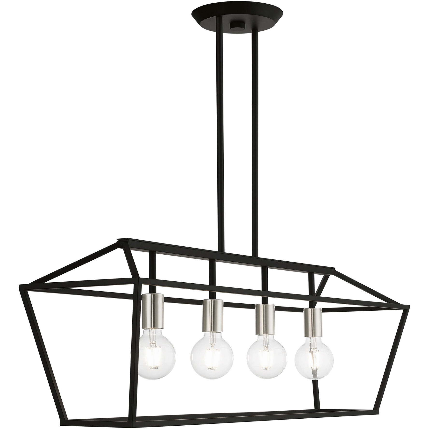 Devone 4 Light 38 inch Black with Brushed Nickel Accents Linear Chandelier Ceiling Light