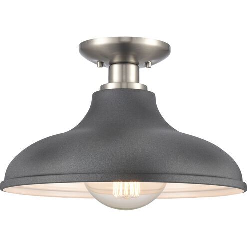 Grenville 1 Light 13 inch Brushed Nickel Semi Flush Mount Ceiling Light in Matte Black