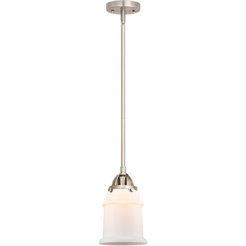 Nouveau 2 Canton LED 6 inch Brushed Satin Nickel Mini Pendant Ceiling Light in Matte White Glass