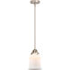 Nouveau 2 Canton LED 6 inch Brushed Satin Nickel Mini Pendant Ceiling Light in Matte White Glass
