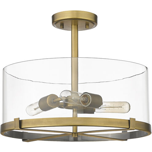 Callista 3 Light 16.5 inch Rubbed Brass Semi Flush Mount Ceiling Light