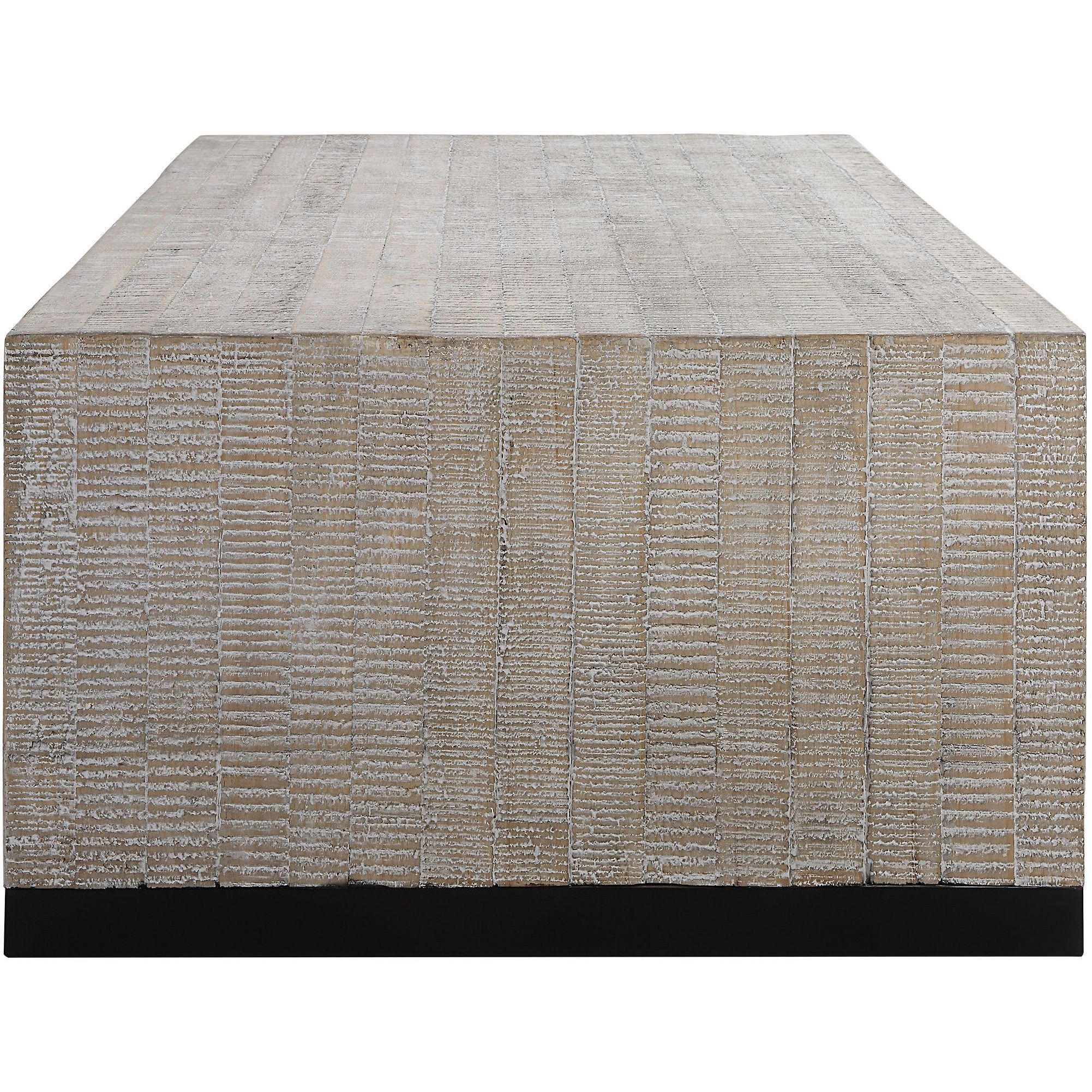 Bosk 54 X 18 inch White Washed Glaze and Natural Aged Black Coffee Table