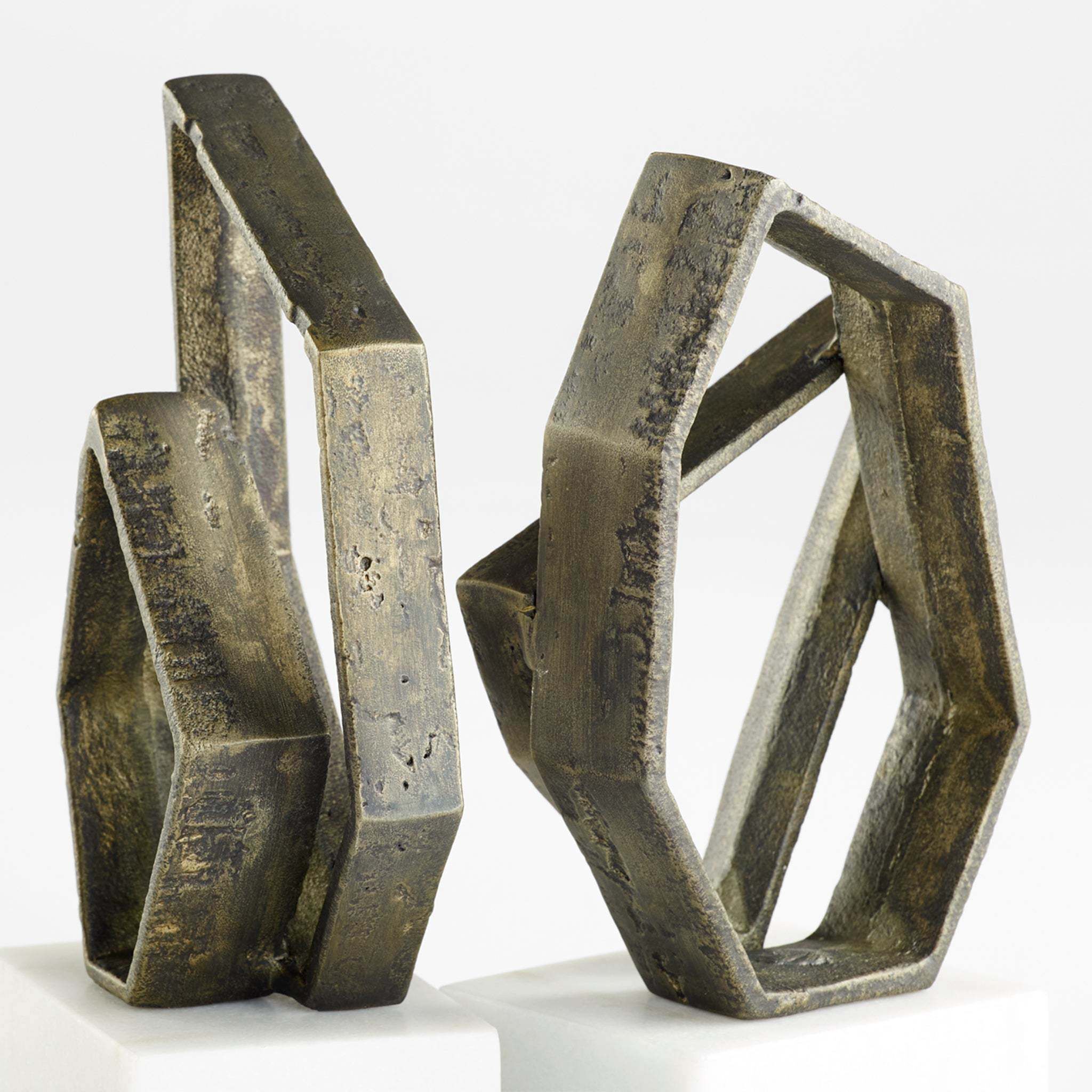 Euclid 5 X 4 inch Bronze and White Bookends