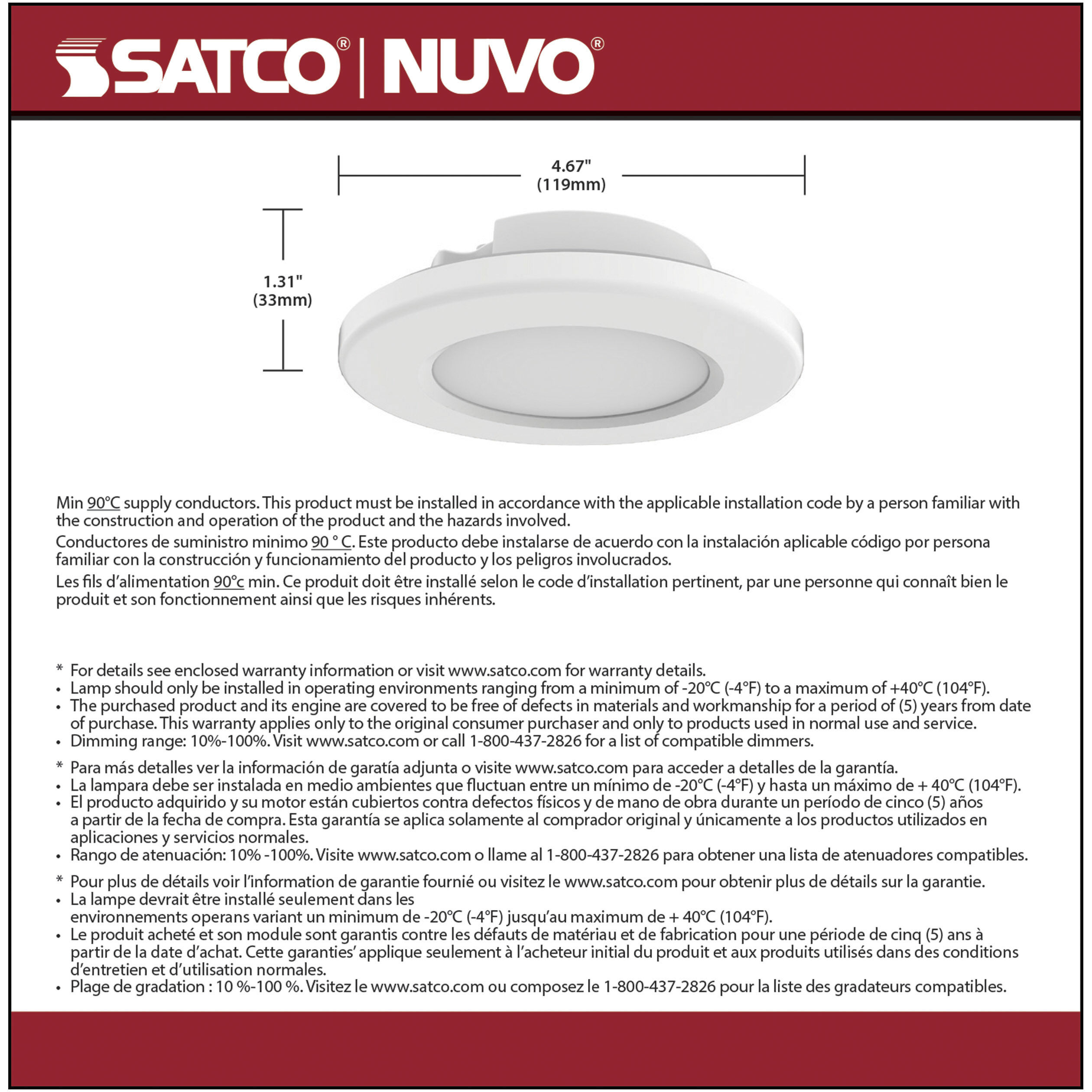 ColorQuick LED 5 inch White Close-to-Ceiling Ceiling Light, Edge Lit