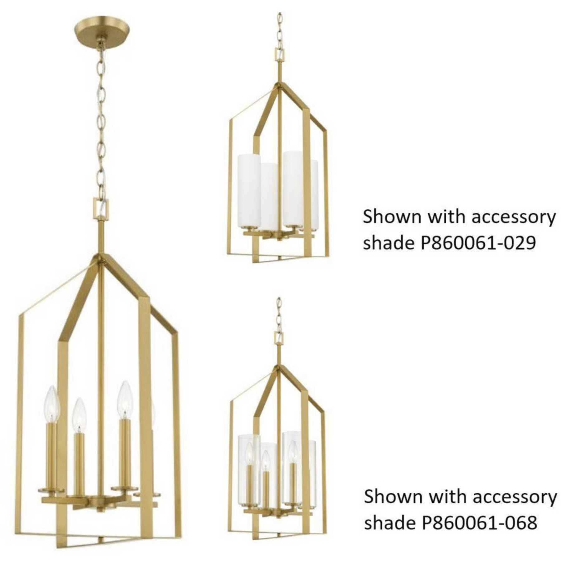 Vertex 4 Light 15 inch Brushed Gold Foyer Light Ceiling Light