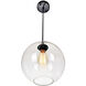 Glass 1 Light 10 inch Black Down Mini Pendant Ceiling Light in Clear