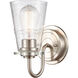 Scarlett 1 Light 5 inch Satin Nickel Bath Vanity Light Wall Light in Seedy Glass