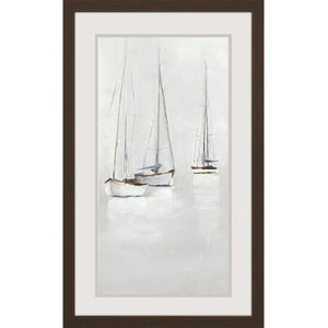 Fog in Harbor White and Beige and Brown and Neutral Framed Art