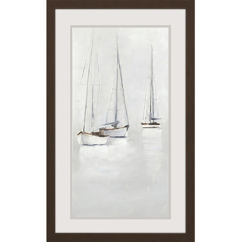 Fog in Harbor White and Beige and Brown and Neutral Framed Art