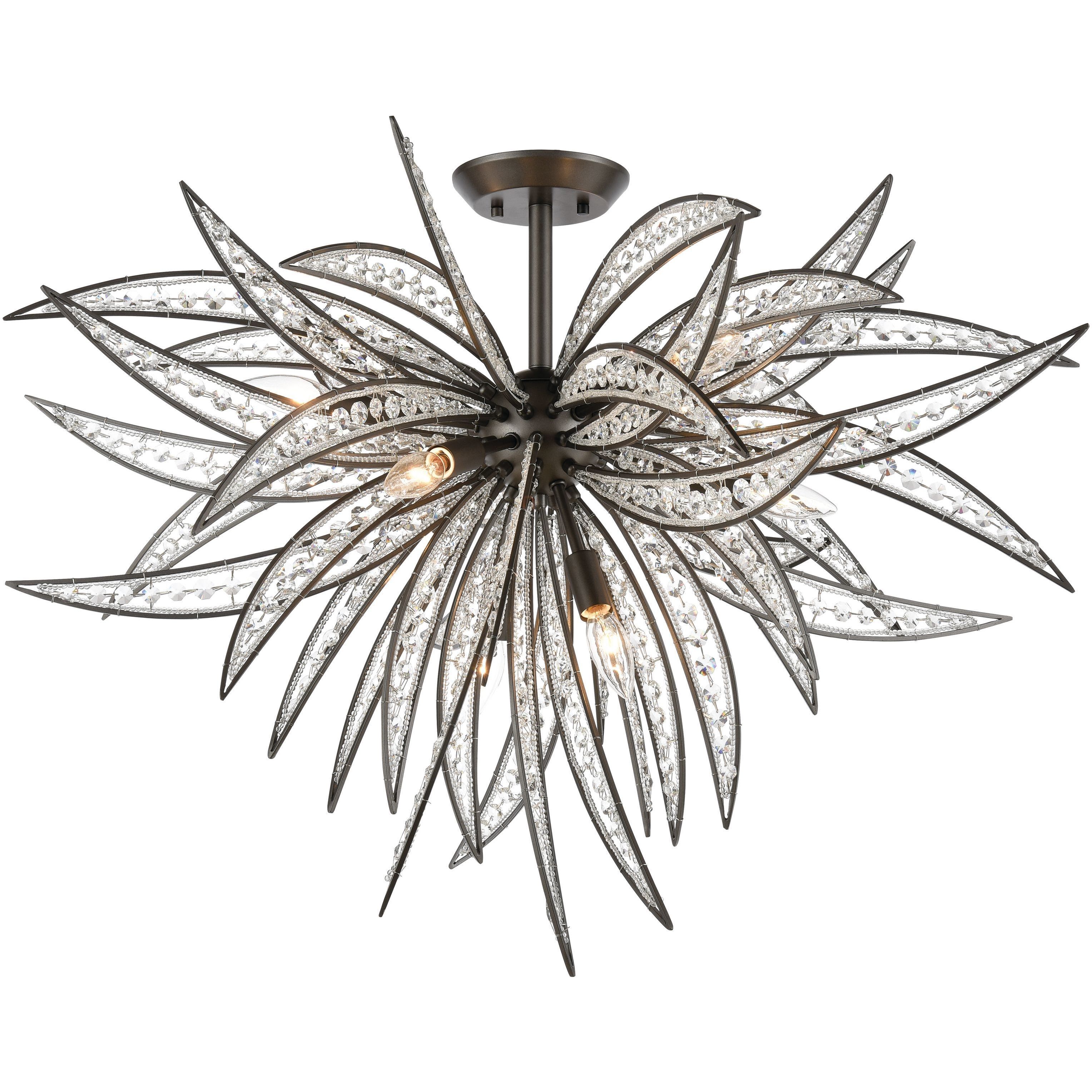 Naples 8 Light 35 inch Oil Rubbed Bronze Semi Flush Mount Ceiling Light