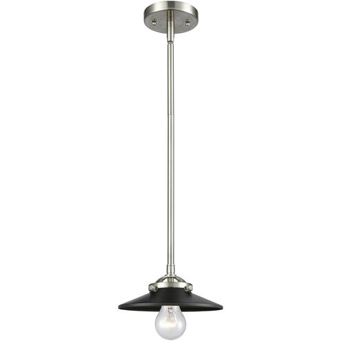Nouveau Railroad 1 Light 8 inch Brushed Satin Nickel Mini Pendant Ceiling Light in Incandescent, Matte Black, Nouveau
