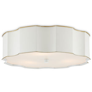 Wexford 3 Light 19.25 inch Snow White and Gold Highlights Flush Mount Ceiling Light