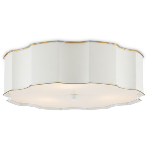 Wexford 3 Light 19.25 inch Snow White and Gold Highlights Flush Mount Ceiling Light