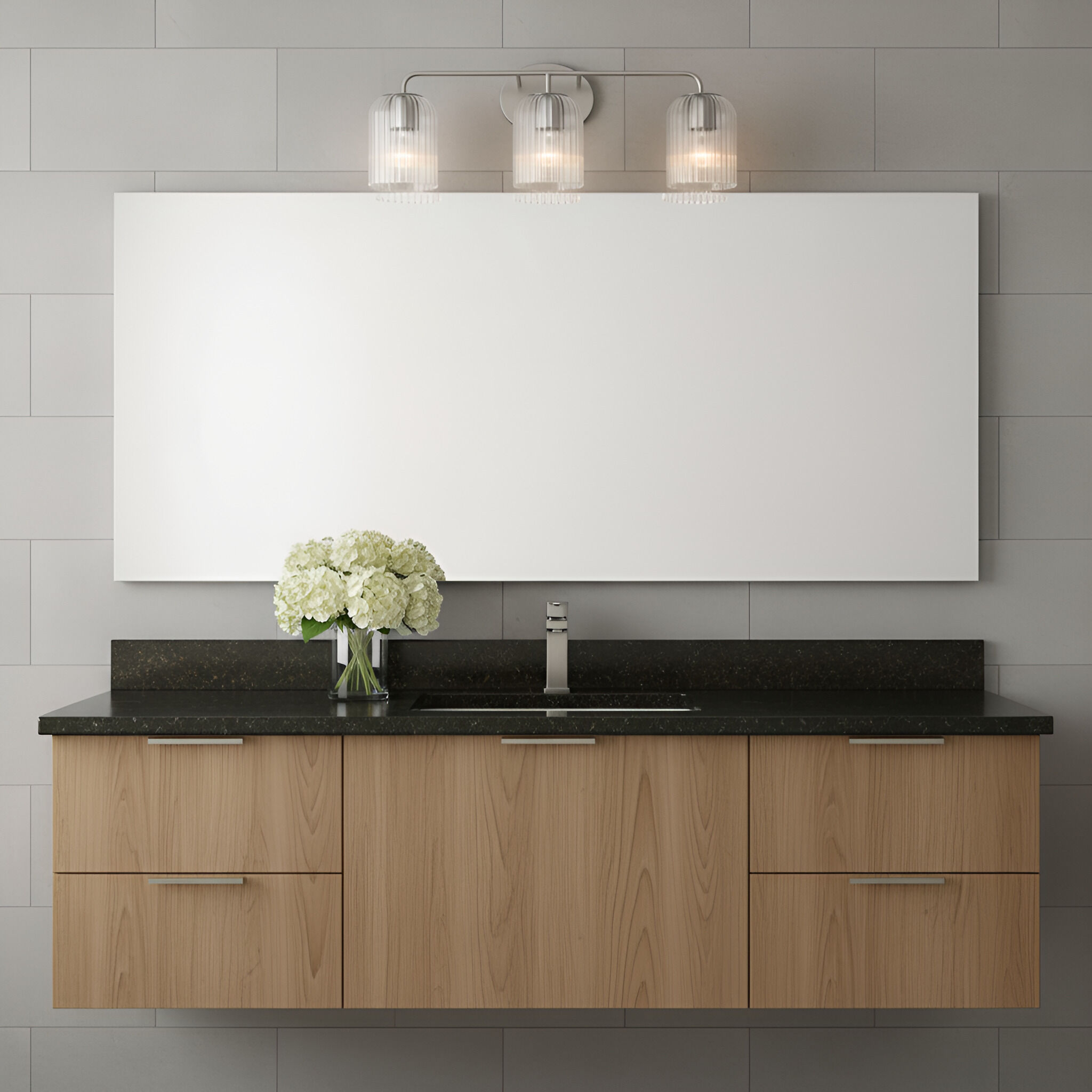 Eisele 3 Light 24 inch Brushed Nickel Vanity Light Wall Light, Medium