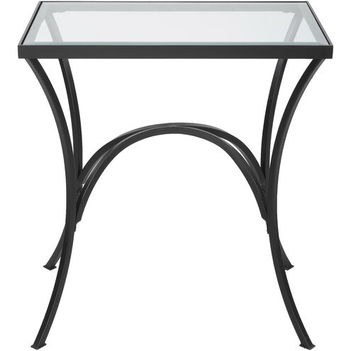 Alayna 24 X 22 inch Satin Black and Clear Glass End Table