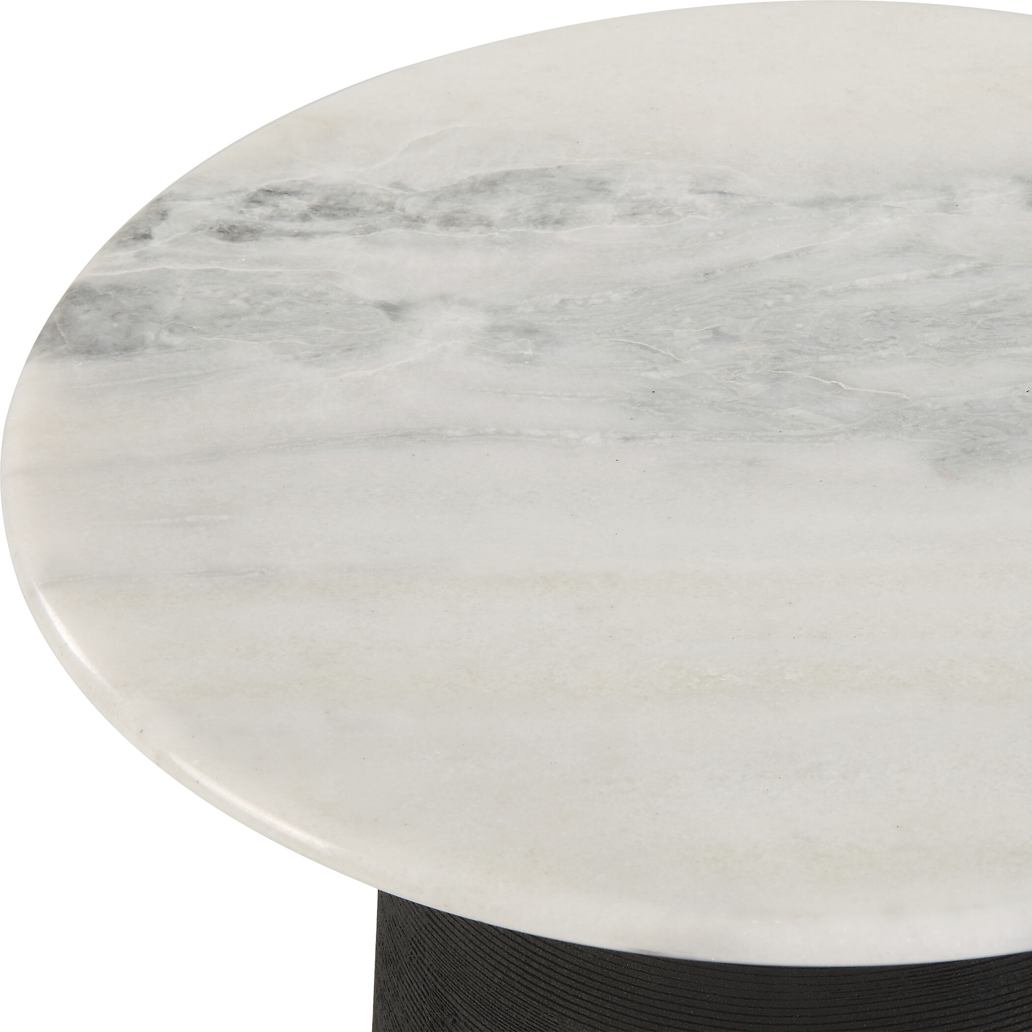 Total Eclipse 24.7 X 14 inch White Marble and Matte Black Accent Table