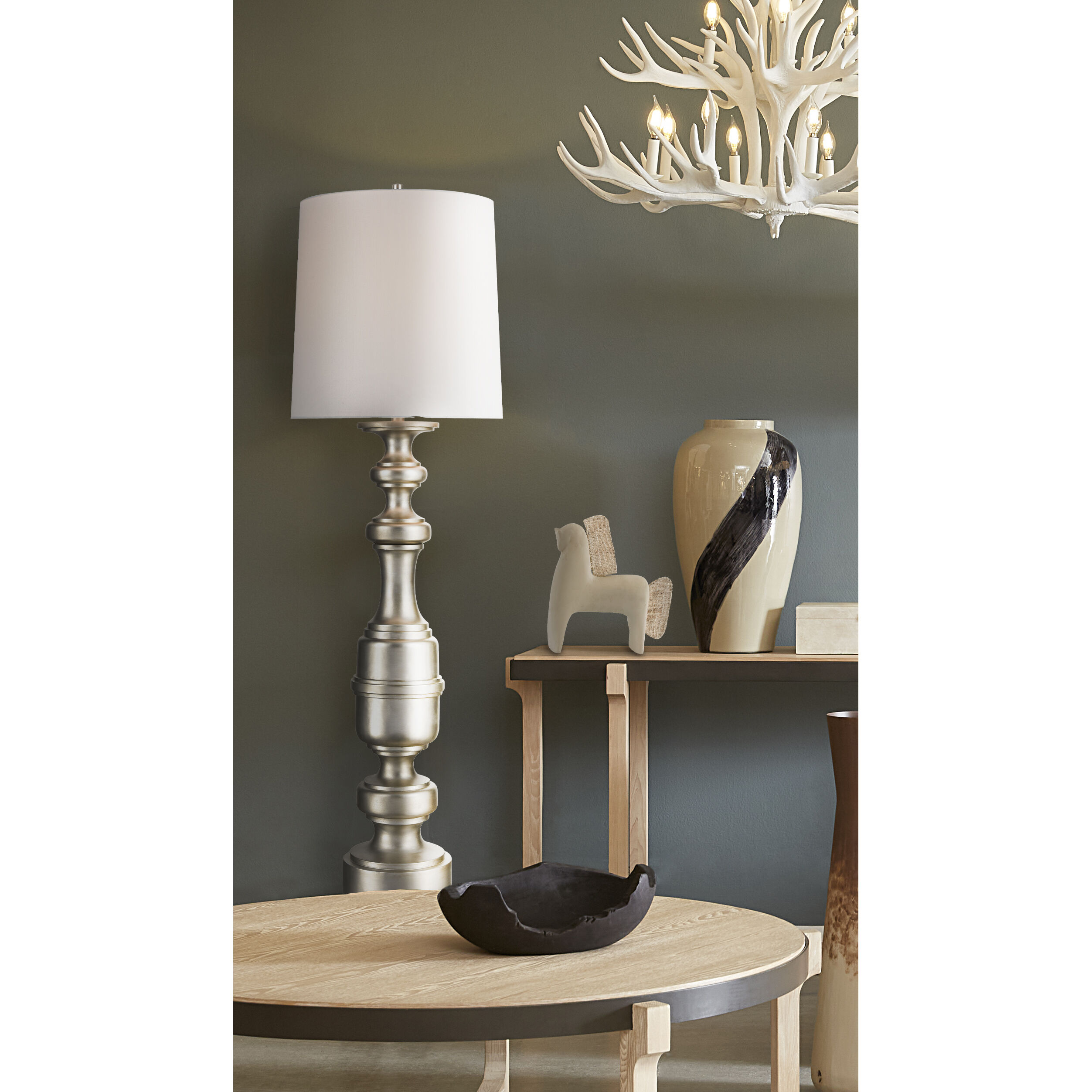 Cabello 78 inch 150 watt Antique Silver Floor Lamp Portable Light