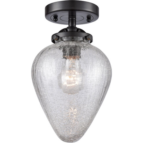 Nouveau Geneseo LED 7 inch Black Antique Brass Semi-Flush Mount Ceiling Light, Nouveau