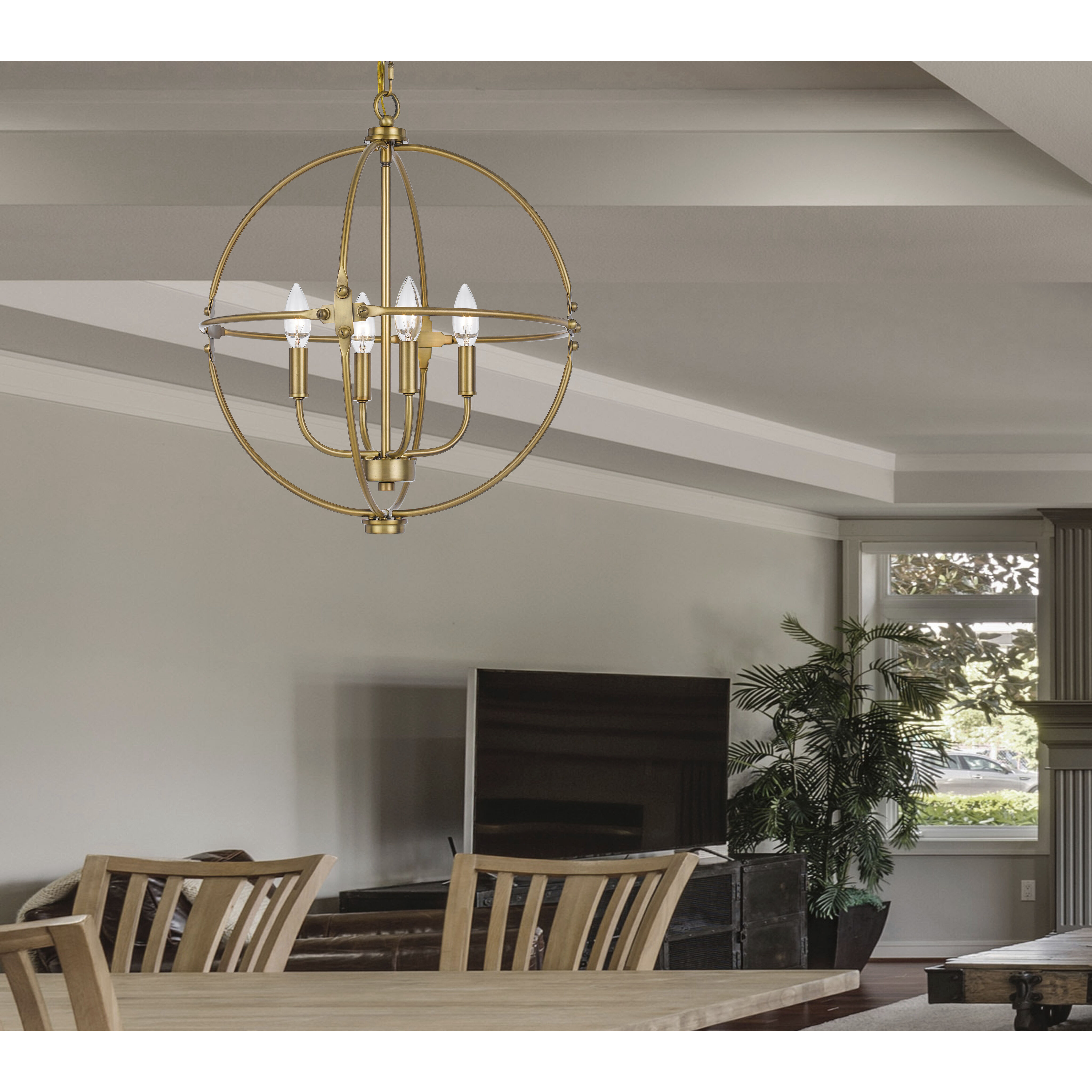 Sheffield 4 Light 18 inch Antique Brass Chandelier Ceiling Light