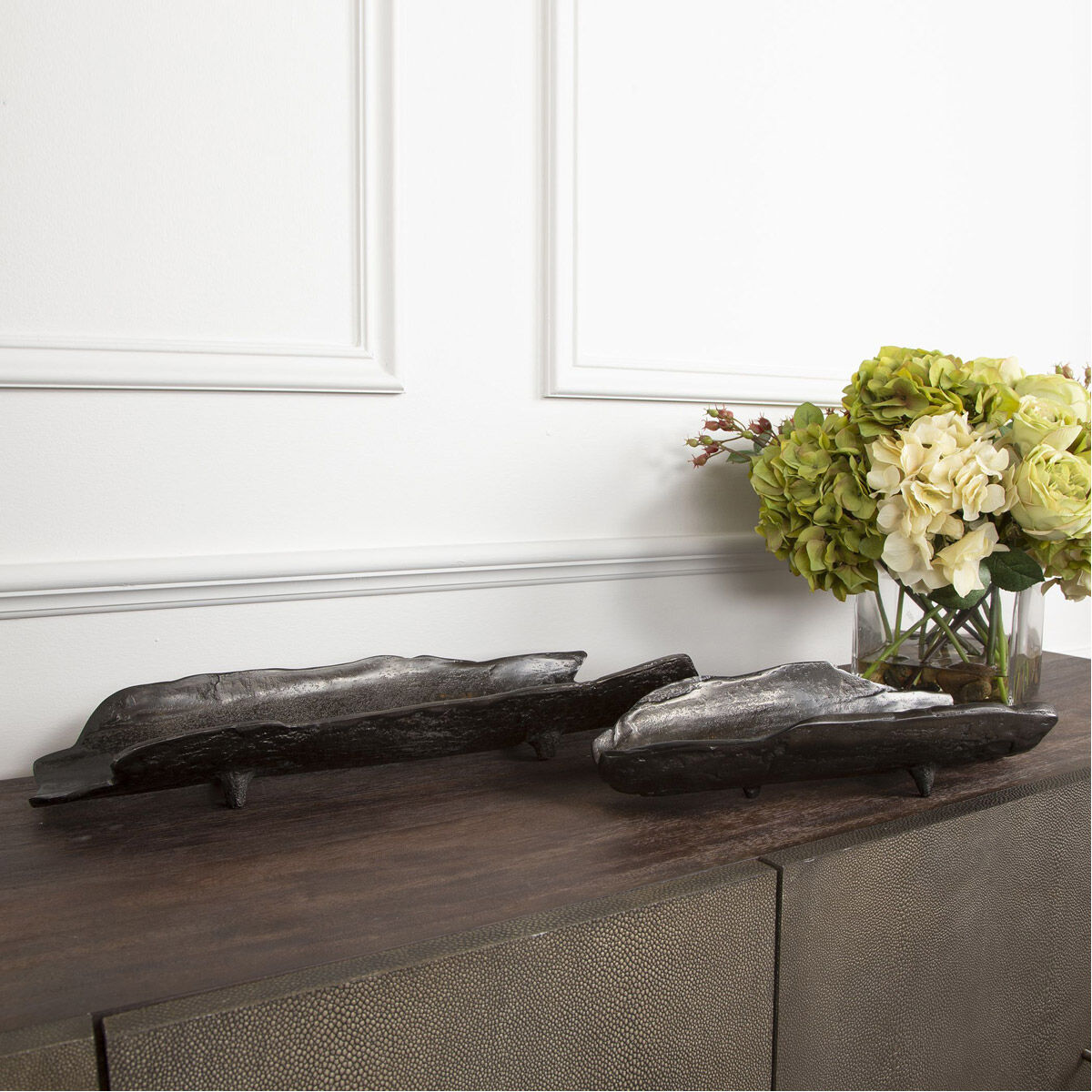 Caryn Dark Black Nickel Trays, Set of 2